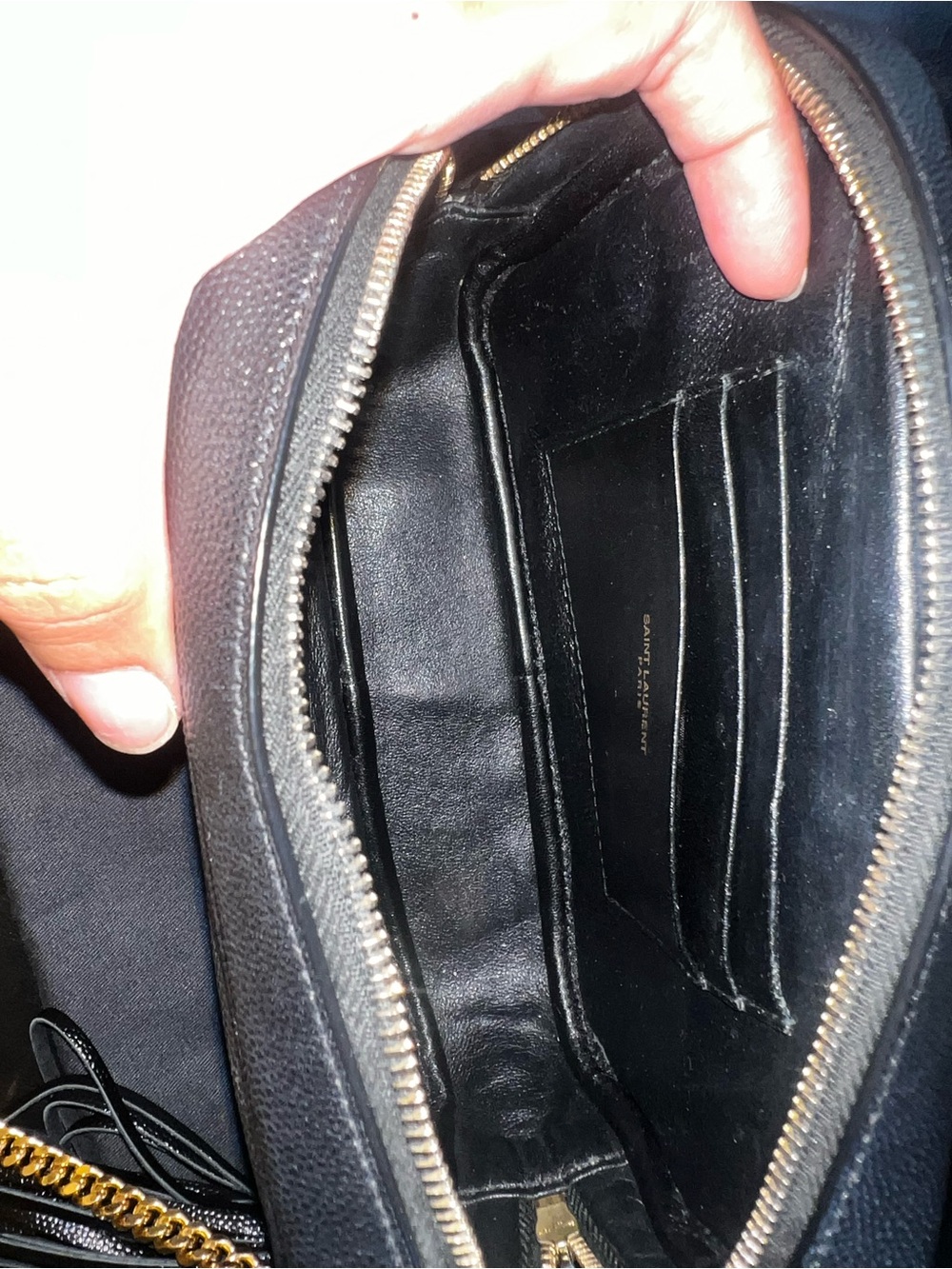 Saint Laurent Black Chevron Quilted Crossbody Camera Bag with Gold YSL Logo - Picture 11 of 15
